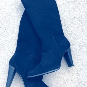 Black Size 10 Wide Calf Suede leather Boots